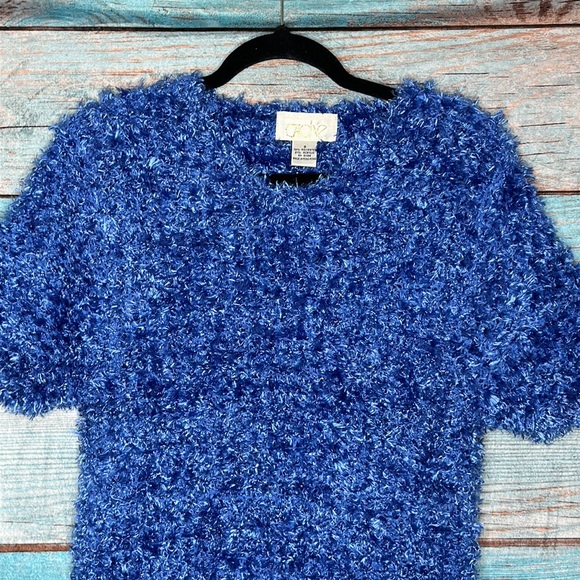 Vintage Gold Tag Cache Fuzzy Blue Top Small - Picture 2 of 5